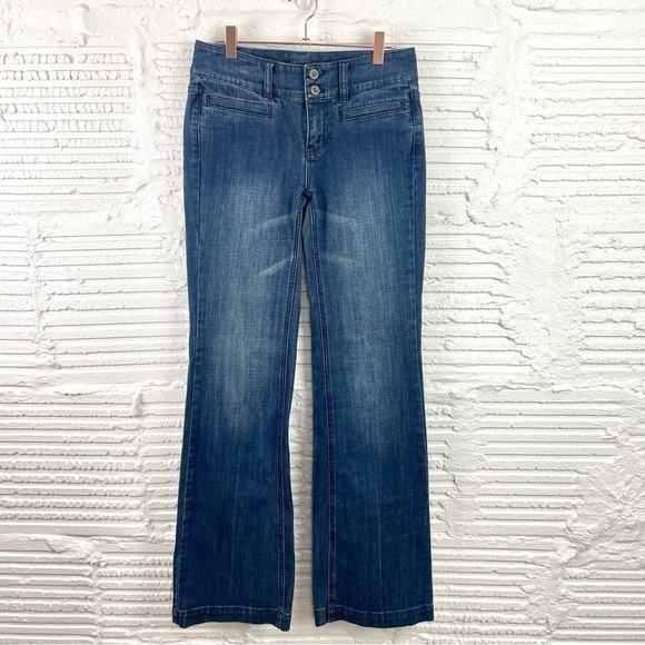 Cache 90s Y2K Medium Wash 2 Button Trouser Jeans Flare Leg Size 0 - Picture 1 of 11